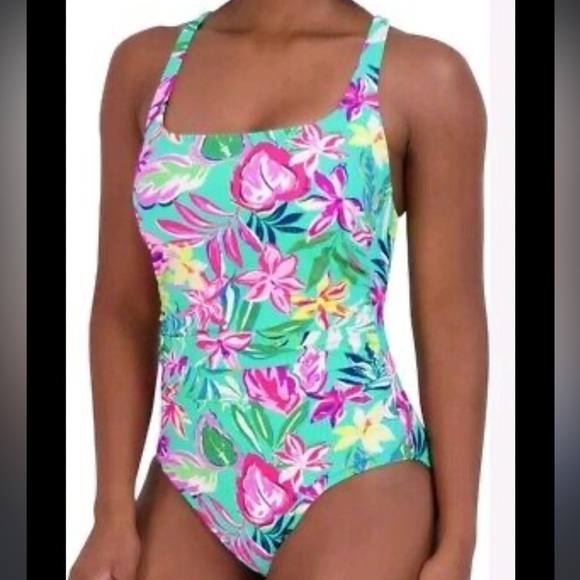 Stella Parker Shirred Tummy Control Swimsuit. NWT Sz L - Picture 1 of 6